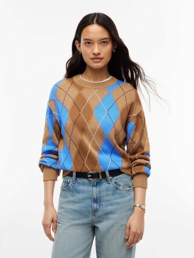 Sproščen pulover z okroglim ovratnikom Tommy Hilfiger Argyle - Slika 1 iz 5