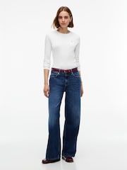 Tommy Hilfiger White Slim Crew Neck Long Sleeve T-Shirt - Image 3 of 5