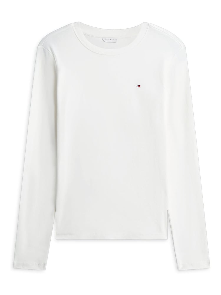 Tommy Hilfiger White Slim Crew Neck Long Sleeve T-Shirt - Image 5 of 5 Tommy Hilfiger White Slim Crew Neck Long Sleeve T-Shirt - Image 5 of 5