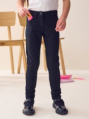 Dark Black Longer Length Jersey Stretch Skinny School Trousers (3-18yrs) - Image 1 of 3