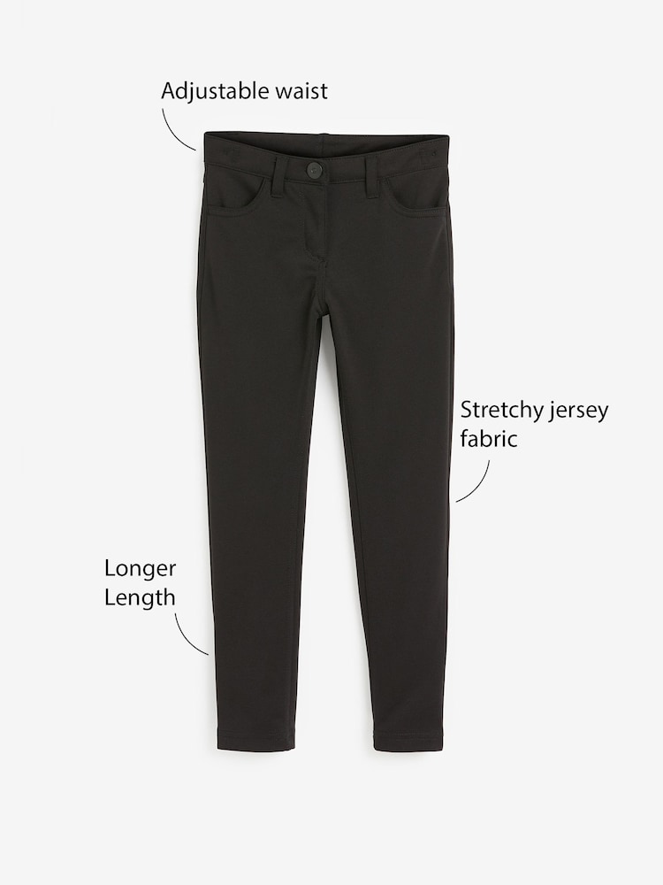 Dark Black Longer Length Jersey Stretch Skinny School Trousers (3-18yrs) - Image 3 of 3