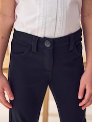 Dark Black Longer Length Jersey Stretch Skinny School Trousers (3-18yrs) - Image 6 of 9