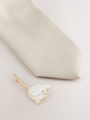 Ivory White Tie Pocket Square and Pin Set - Image 2 of 4