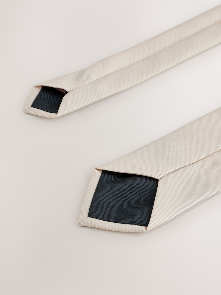 Ivory White Tie Pocket Square and Pin Set - Image 4 of 4 Ivory White Tie Pocket Square and Pin Set - Image 4 of 4