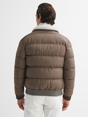 Reiss Mushroom Brown Mist Padded Faux Fur Coat - Image 6 of 7