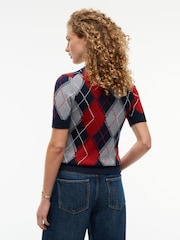 Tommy Hilfiger Blue Argyle Short Sleeve Jumper - Image 2 of 5