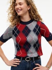 Tommy Hilfiger Blue Argyle Short Sleeve Jumper - Image 4 of 5
