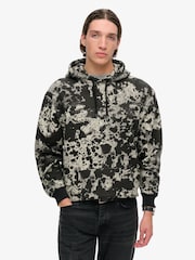 Superdry Texture Print Black Utility Camo Logo Loose Hoodie - Image 1 of 5