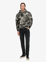 Superdry Texture Print Black Utility Camo Logo Loose Hoodie - Image 2 of 5