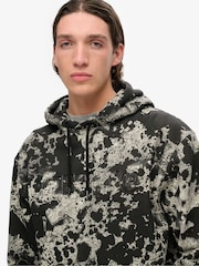 Superdry Texture Print Black Utility Camo Logo Loose Hoodie - Image 3 of 5