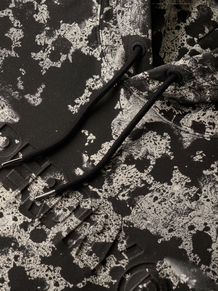 Superdry Texture Print Black Utility Camo Logo Loose Hoodie - Image 5 of 5