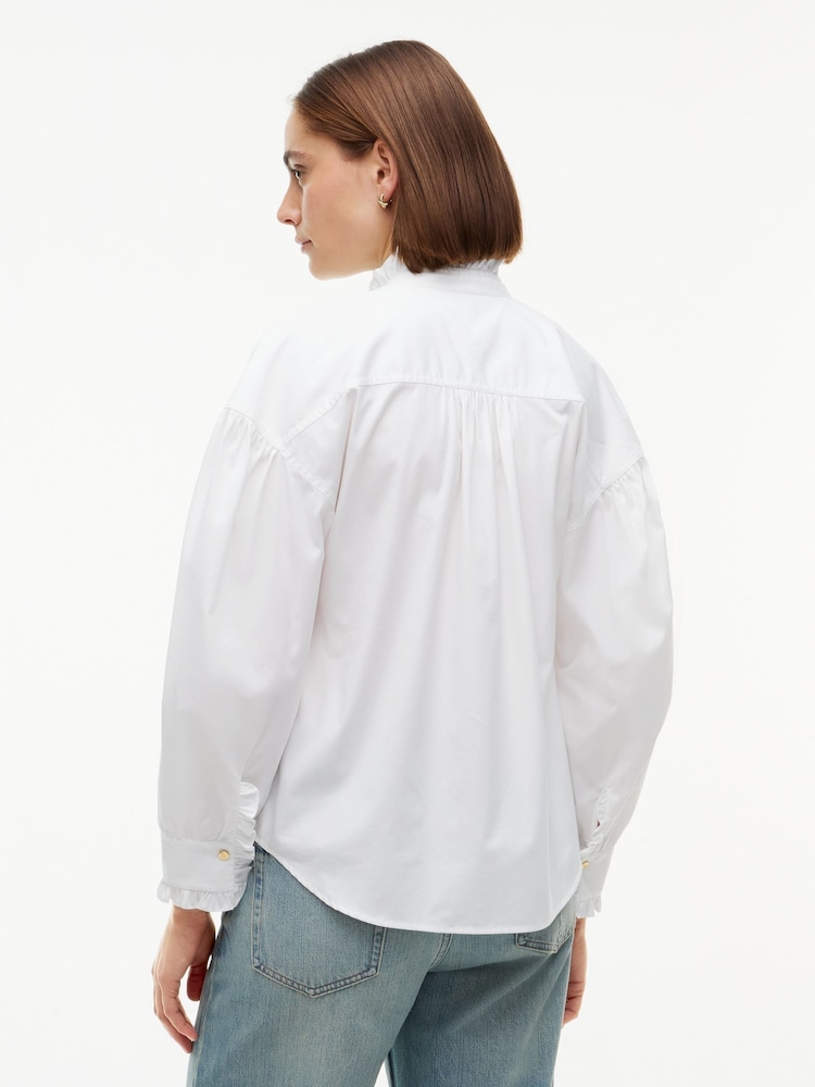 Tommy Hilfiger White Oversized Fit Ruffle Collar Poplin Shirt - Image 2 of 5 Tommy Hilfiger White Oversized Fit Ruffle Collar Poplin Shirt - Image 2 of 5