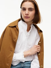 Tommy Hilfiger White Oversized Fit Ruffle Collar Poplin Shirt - Image 4 of 5
