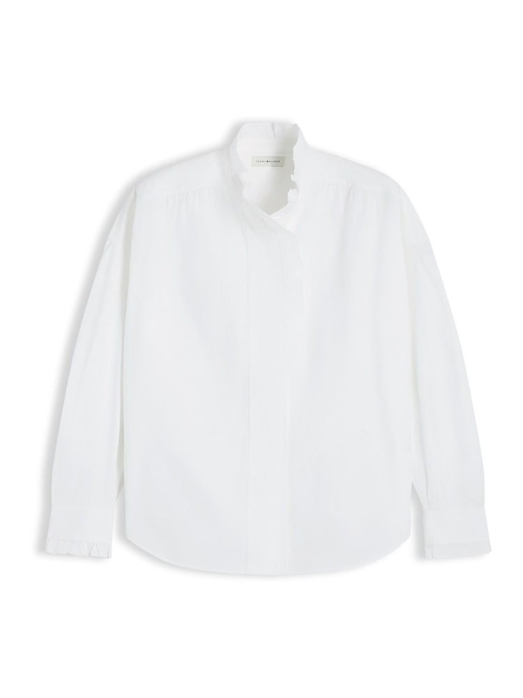 Tommy Hilfiger White Oversized Fit Ruffle Collar Poplin Shirt - Image 5 of 5 Tommy Hilfiger White Oversized Fit Ruffle Collar Poplin Shirt - Image 5 of 5