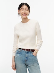 Crema - Tommy Hilfiger Fine Cable Knit Crew Neck Jumper - Imagen 1 de 5