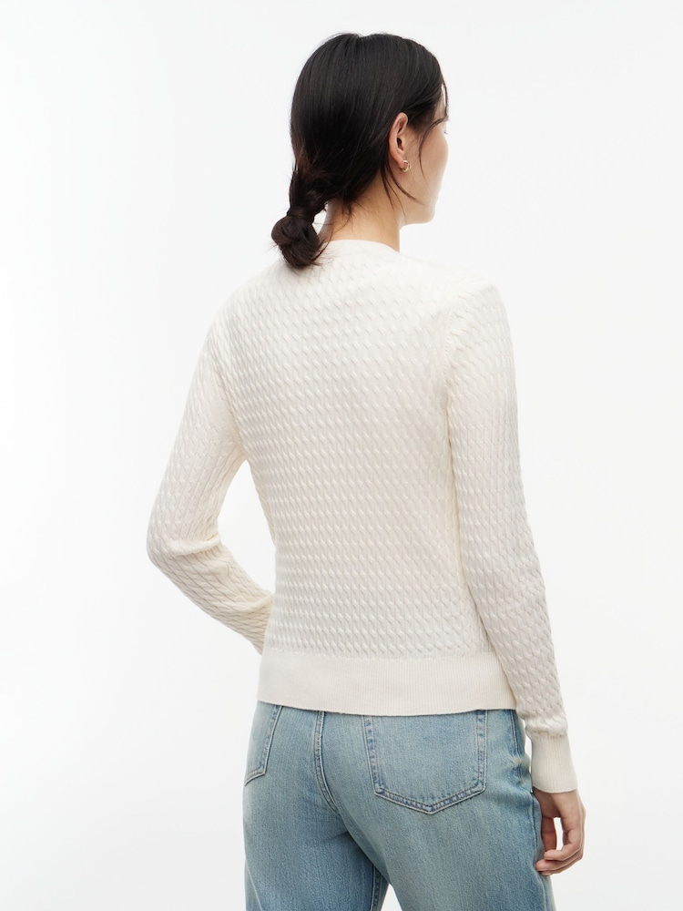 Crema - Tommy Hilfiger Fine Cable Knit Crew Neck Jumper - Imagen 2 de 5
