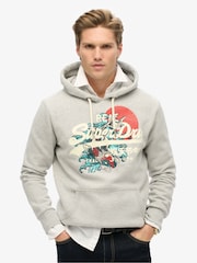 Superdry Stone Beige Marl Tokyo Vintage Logo Hoodie - Image 1 of 3