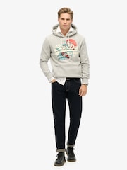 Superdry Stone Beige Marl Tokyo Vintage Logo Hoodie - Image 2 of 3