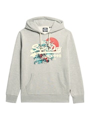 Superdry Stone Beige Marl Tokyo Vintage Logo Hoodie - Image 3 of 3
