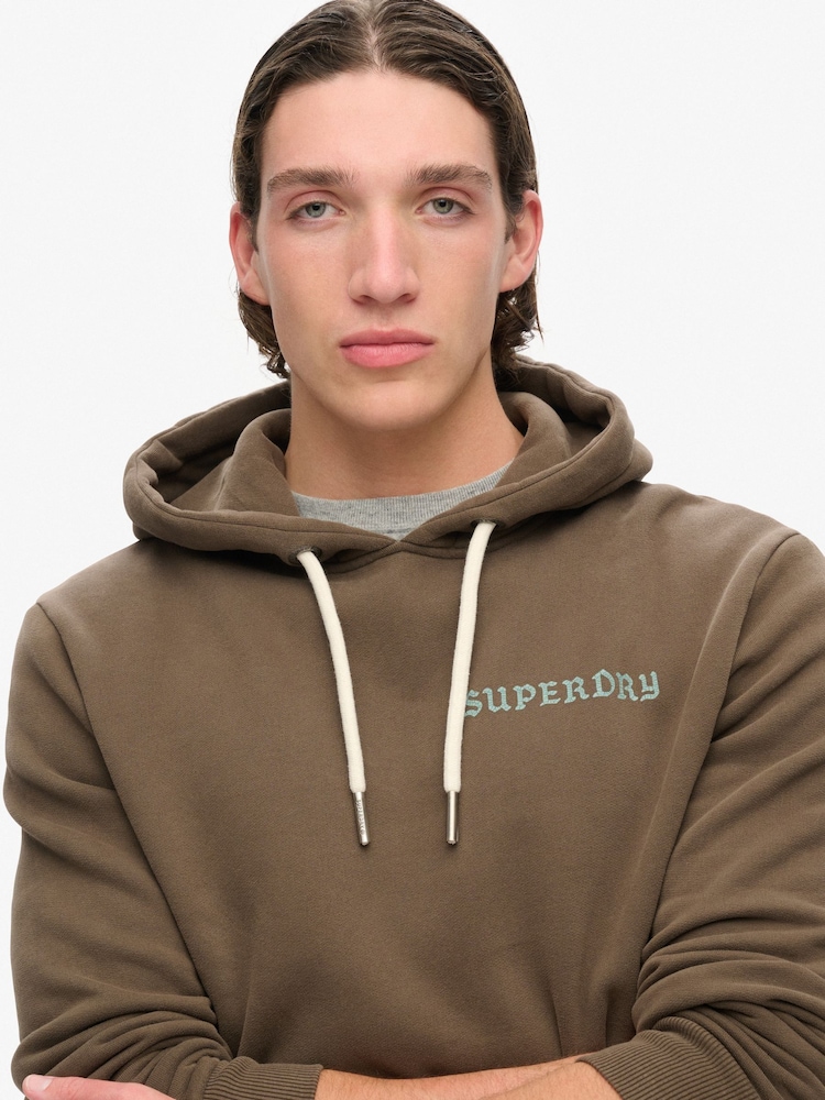 Superdry Dark Khaki Tattoo Graphic Hoodie - Image 4 of 7