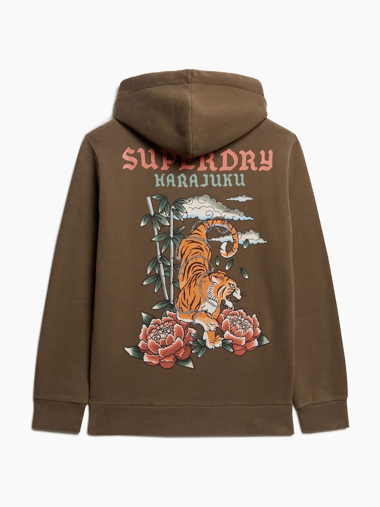 Superdry Dark Khaki Tattoo Graphic Hoodie - Image 6 of 7