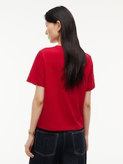Tommy Hilfiger Red Logo Jersey Crew Neck T-Shirt - Image 2 of 5