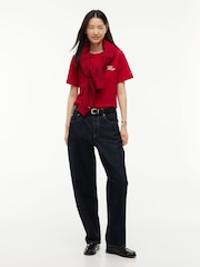 Tommy Hilfiger Red Logo Jersey Crew Neck T-Shirt - Image 3 of 5