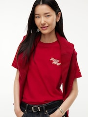 Tommy Hilfiger Red Logo Jersey Crew Neck T-Shirt - Image 4 of 5