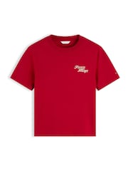 Tommy Hilfiger Red Logo Jersey Crew Neck T-Shirt - Image 5 of 5
