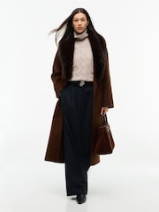 Tommy Hilfiger Brown Shawl Collar Wool Blend Relaxed Coat - Image 1 of 8