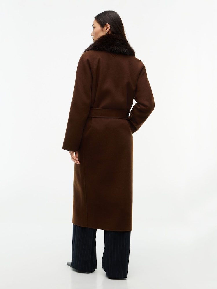 Tommy Hilfiger Brown Shawl Collar Wool Blend Relaxed Coat - Image 2 of 8