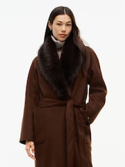 Tommy Hilfiger Brown Shawl Collar Wool Blend Relaxed Coat - Image 3 of 8