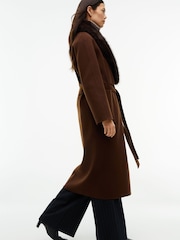 Tommy Hilfiger Brown Shawl Collar Wool Blend Relaxed Coat - Image 6 of 8