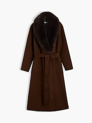 Tommy Hilfiger Brown Shawl Collar Wool Blend Relaxed Coat - Image 7 of 8