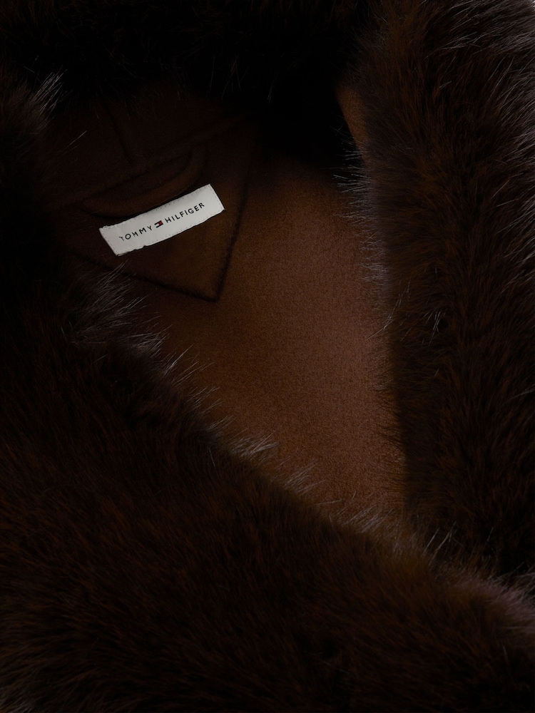 Tommy Hilfiger Brown Shawl Collar Wool Blend Relaxed Coat - Image 8 of 8