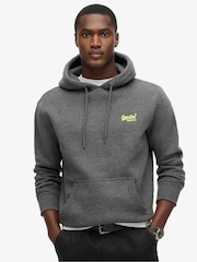Superdry Grey Carbon Marl Essential Slim Fit Logo Hoodie - Image 1 of 1