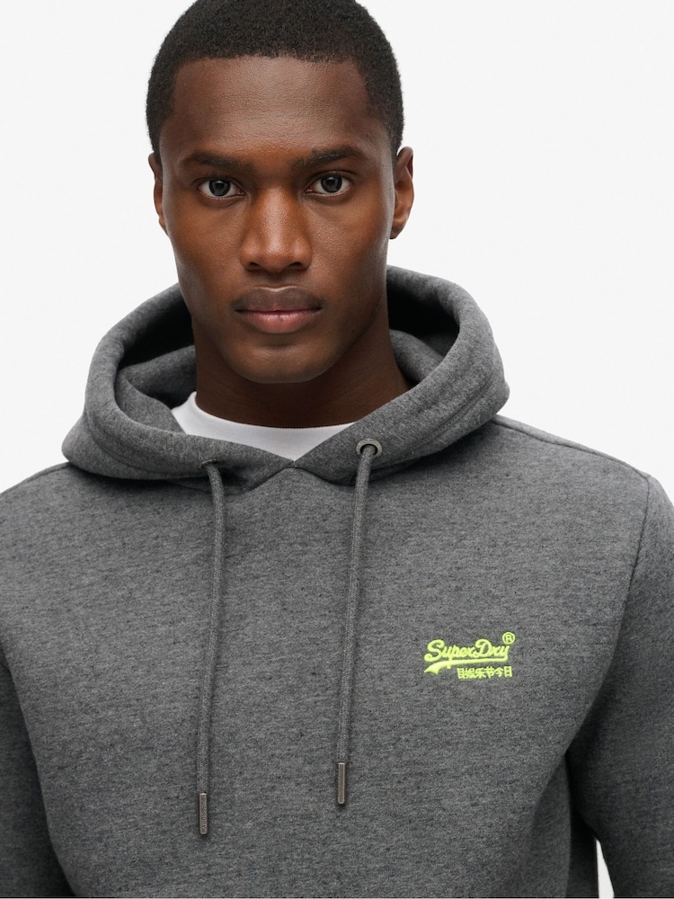 Gri Carbon Marl - Superdry Essential Croială slim fit Logo Hanorac cu glugă - Image 3 of 5