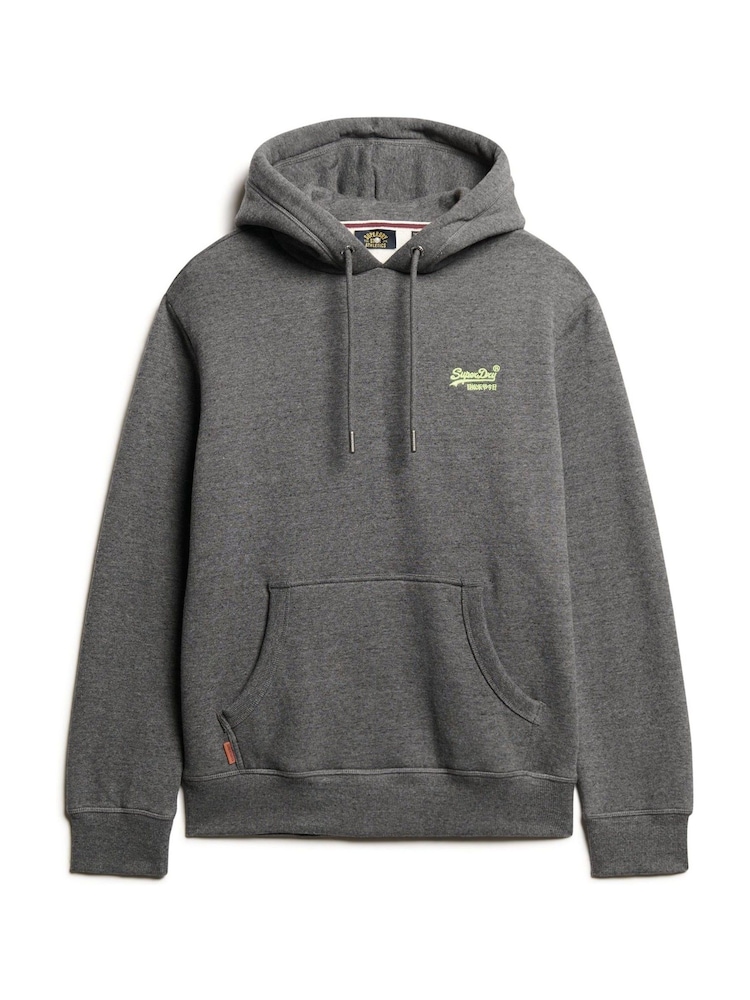 Gri Carbon Marl - Superdry Essential Croială slim fit Logo Hanorac cu glugă - Image 4 of 5
