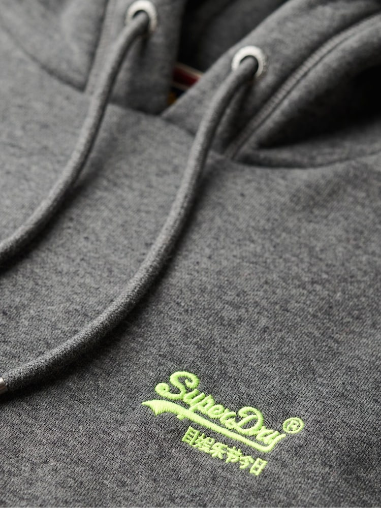 Superdry Grey Carbon Marl Essential Slim Fit Logo Hoodie - Image 5 of 5