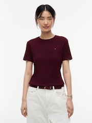 Czerwony - Tommy Hilfiger Slim Crew Neck T-Shirt - Obraz 1 z 5