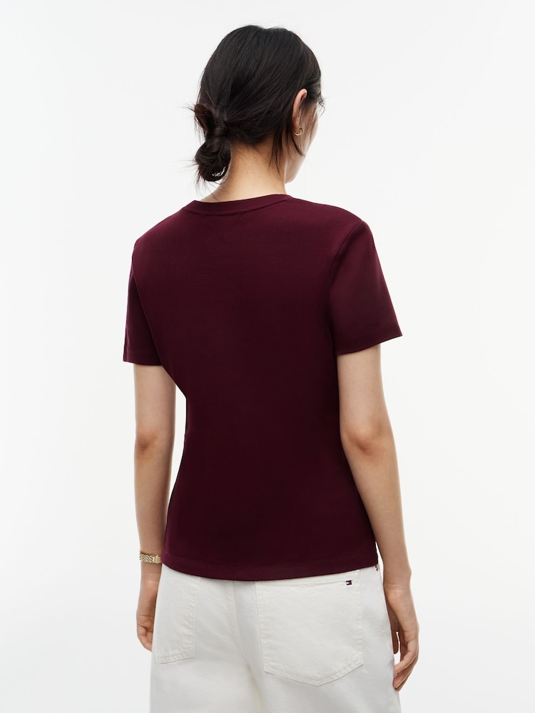 Czerwony - Tommy Hilfiger Slim Crew Neck T-Shirt - Obraz 2 z 5 Czerwony - Tommy Hilfiger Slim Crew Neck T-Shirt - Obraz 2 z 5