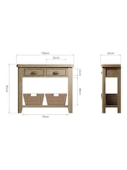K Interiors Brown Embleton Solid Wood Console Table with 2 Storage Baskets - Image 4 of 4