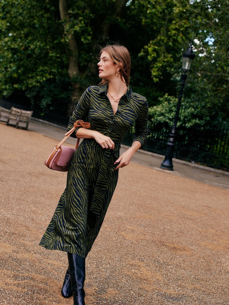Boden Green Midi Laura Jersey Shirt Dress - Image 1 of 6