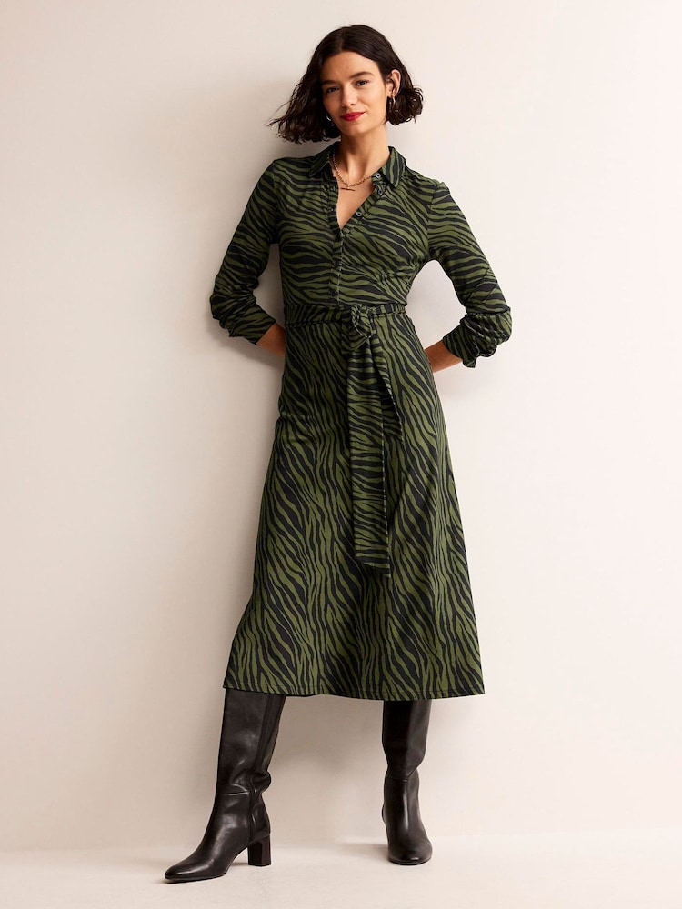 Boden Green Midi Laura Jersey Shirt Dress - Image 2 of 6