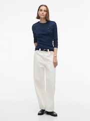 Tommy Hilfiger Blue Slim Crew Neck Long Sleeve T-Shirt - Image 3 of 5