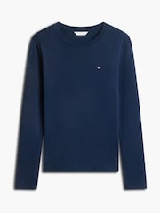 Tommy Hilfiger Blue Slim Crew Neck Long Sleeve T-Shirt - Image 5 of 5