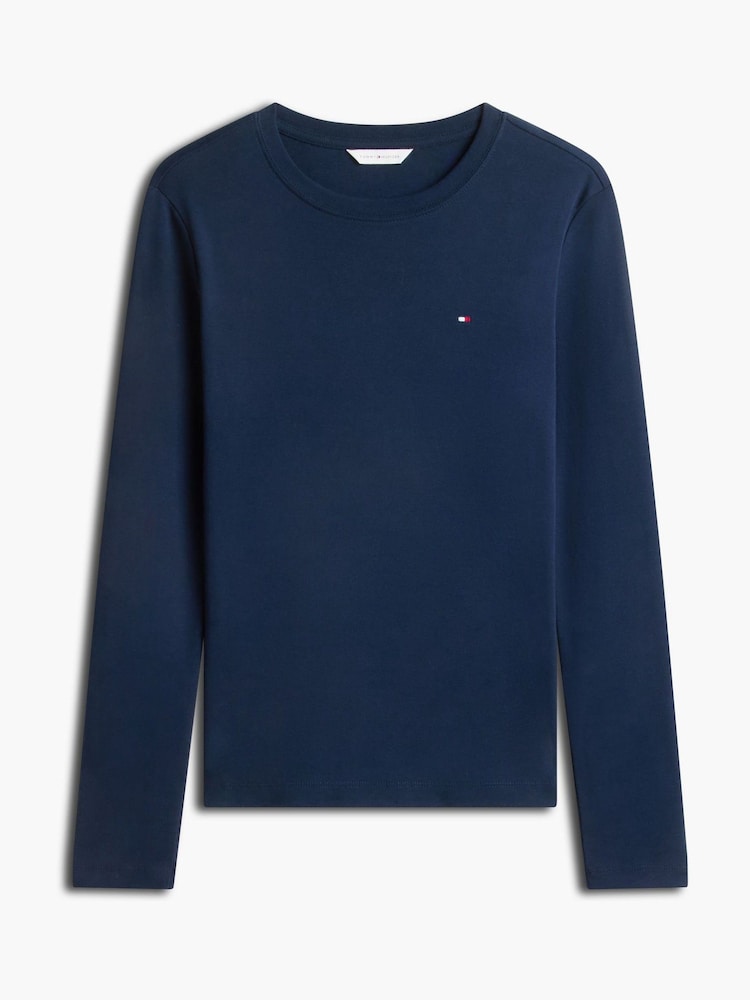 Tommy Hilfiger Blue Slim Crew Neck Long Sleeve T-Shirt - Image 5 of 5 Tommy Hilfiger Blue Slim Crew Neck Long Sleeve T-Shirt - Image 5 of 5