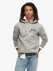 Gris jaspeado auténtico - Sudadera clásica con capucha y diseño gráfico de estilo vintage de Superdry - Imagen 1 de 3