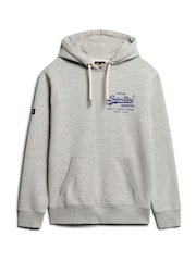 Gris jaspeado auténtico - Sudadera clásica con capucha y diseño gráfico de estilo vintage de Superdry - Imagen 2 de 3