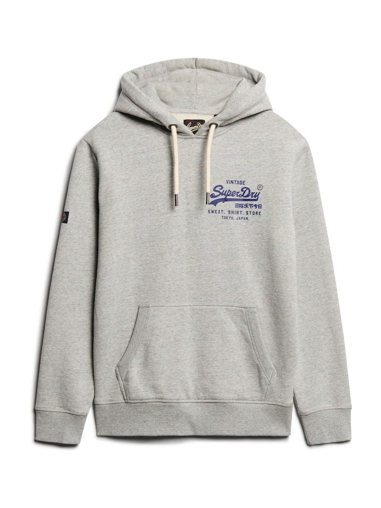 Gris jaspeado auténtico - Sudadera clásica con capucha y diseño gráfico de estilo vintage de Superdry - Imagen 2 de 3